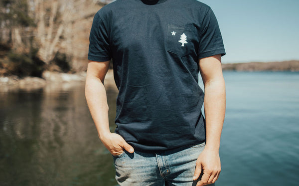 Old Maine Flag Pocket T-Shirt